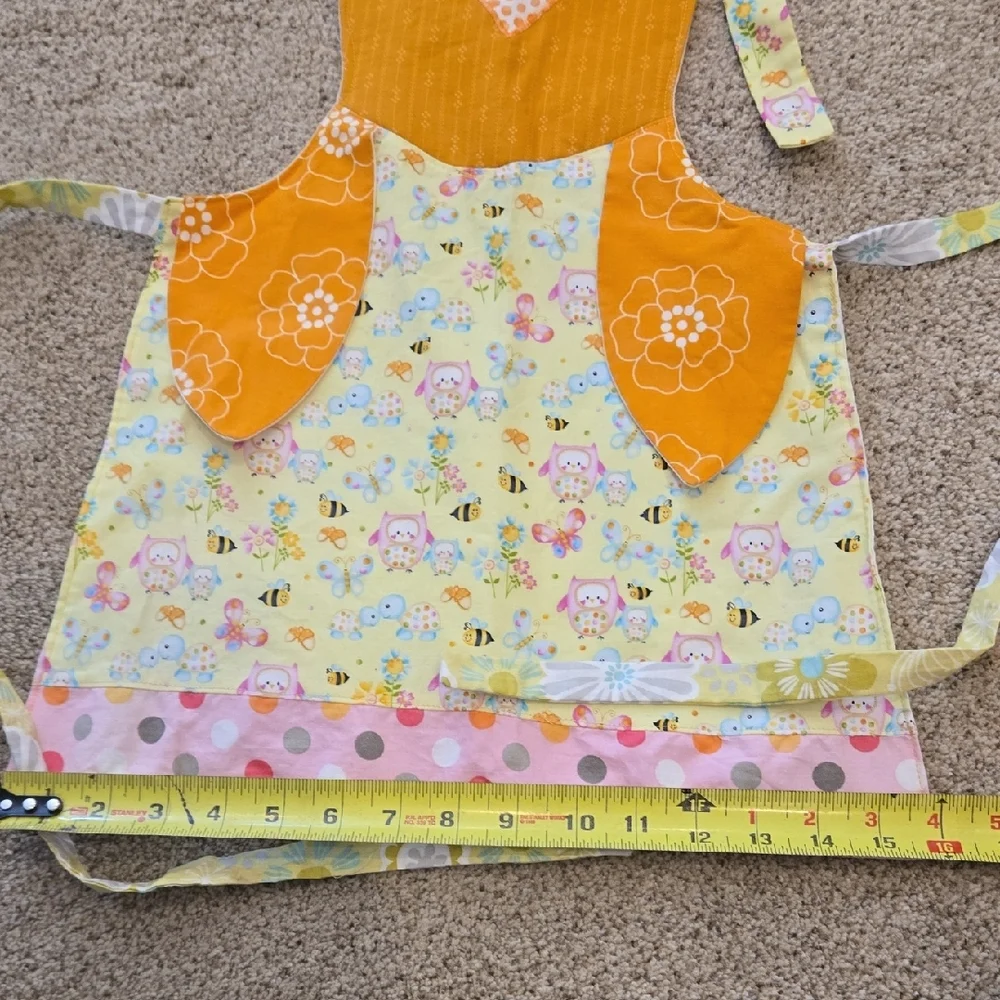 Kids Owl Apron in Yellow and Orange - Brand